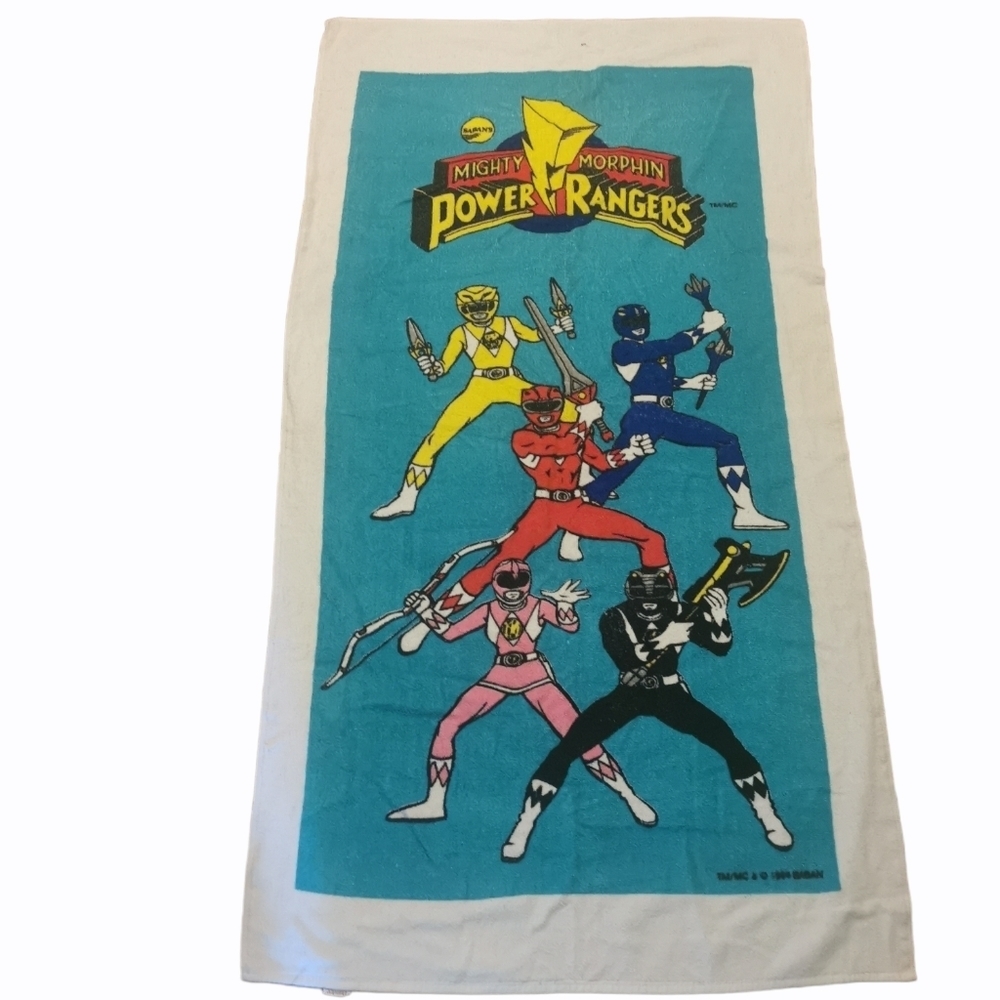 Mighty Morphin Power Rangers Towel Set Lot, 2 RARE Vintage Saban 1994 Be…